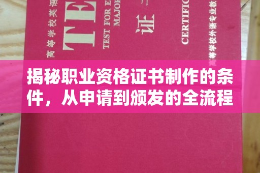 中国台湾揭秘职业资格证书制作的条件，从申请到颁发的全流程解析